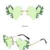 Rimless Sunglasses Women Luxury Brand Rhinestone Sun Glasses Ladies Cute Heart Shape Punk Party Eyewear очки від сонця женские