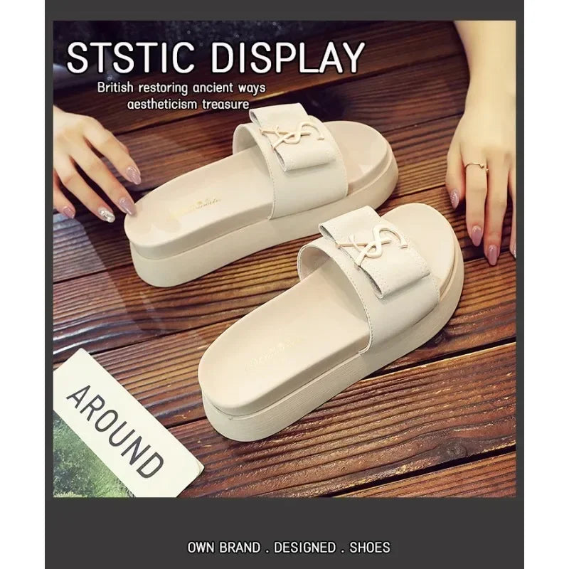 Slippers Summer Shoes Women Platform Design Slides Fashion Letters Ladies Shoes Casual Slipper Indoor Non-slip Slippers Sandals