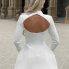BKQU Elegant Solid Backless Mini Dress Women High Waist Fashion Long Sleeve Slim A-line Dresses 2024 Autumn Party Evening Dress