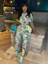 Joskaa Colorful Print Sporty Jumpsuit Women Hipster O-Neck Short Sleeve Skinny Rompers 2025 Summer Fashion Overalls Streetwear