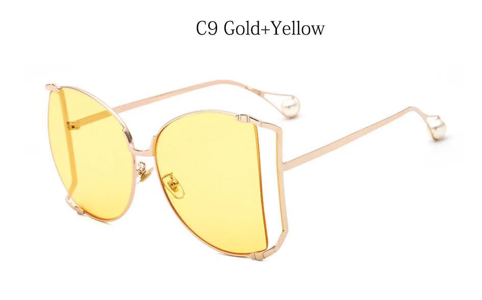 2024 Half Frame Brand Designer Glasses Women Square Pearl Famous Sunglasses Female Fashion Oversized Clear Pink Eyewear Ladies