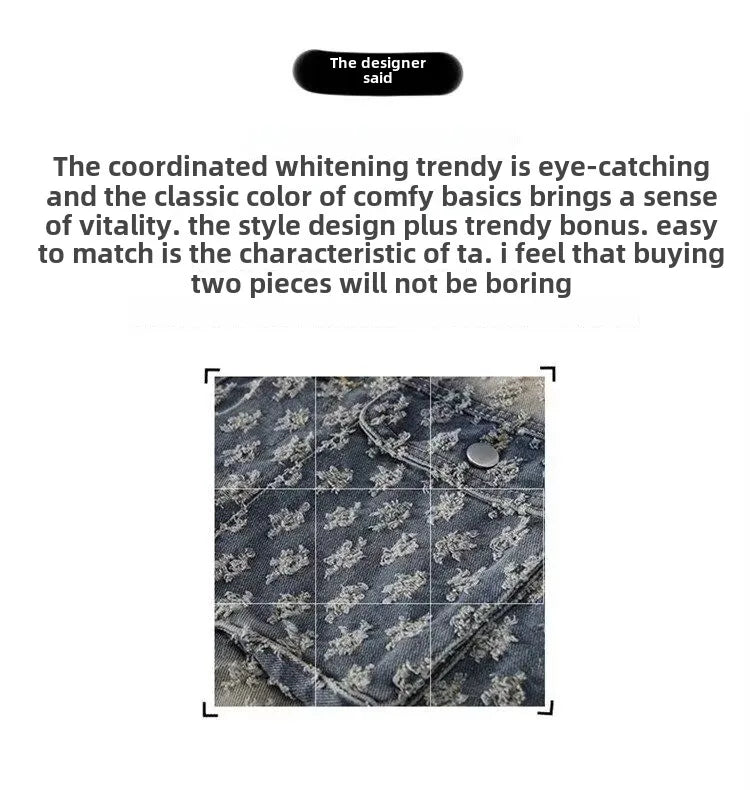 Fashion Stylish Luxury Clothing Loose-fitting Jacket for Casual Cotton Suitable Spring and Autumn Water-washed Jacquard Jacket