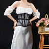 Women Abdomen Tight Corset Crops Under Bust Bustiers Breathable Mesh Waist Girdle With Bones Slimming Lace Up Bodices