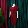 Dress Women Mid Length Dresses Green Slim Ruffles Bodycon Round Neck Short Sleeve Sexy Elegant Party High Waist Vestidos
