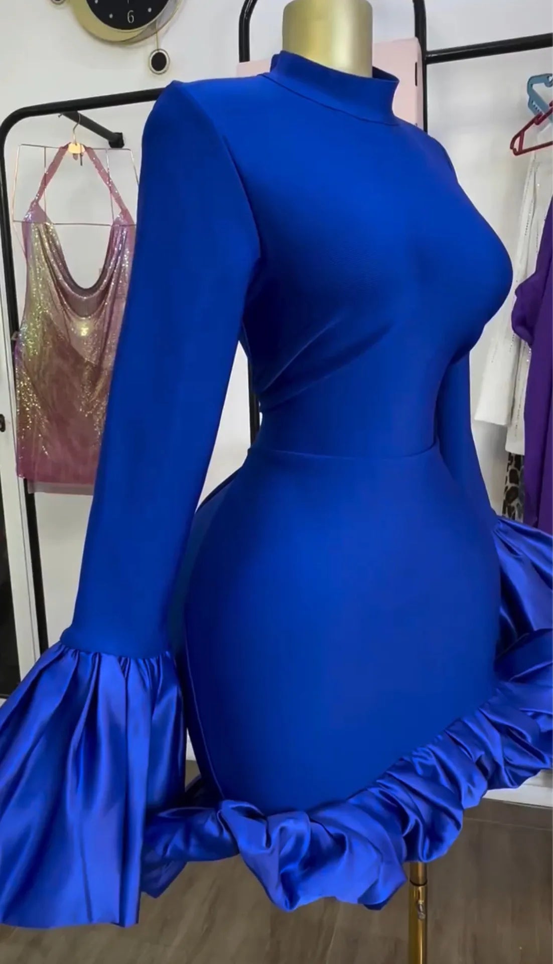 CM.YAYA Women O-neck Long Flare Sleeve Ruffles Mini Dress 2025 Spring Sweet Sexy Birthday Evening Night Party Vestidos Dresses