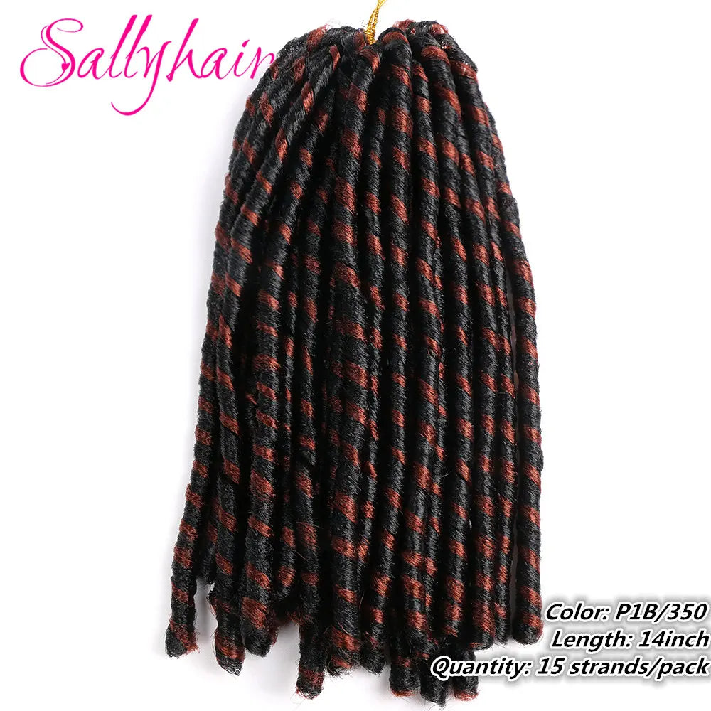 Sallyhair Synthetic Faux Locs 14inch 70g/pack Crochet Braiding Hair Extensions Afro Hairstyles Soft Dreadlock Crochet Braids