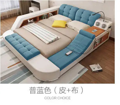 MANBAS Tech Smart Bed Frame Multifunctional Massage Bed Ultimate Bed Fabric/ Cloth Tatami Upholstered Bed with Bluetooth Speaker