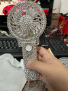 1pc AB/Clear Mixed Crystal Summer Hand Fan,Bling Sparkle Stunning Girls' Photography Party Accessoriess
