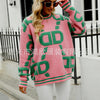 Knitted Sweaters Women 2023 Spring/Autumn Round neck Letter  Embroidery Pullovers Top Temperament casual warm Tee contrast color