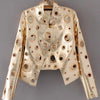Lautaro Runway Cut Out Short Faux Leather Jacket Golden Rivet Cool Stylish Designer Clothes Women European American Fashion 2022
