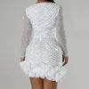 Women's Rhinestone Fashion Sexy Beaded Dress Temperament Commuting Female Clothing New High Waist Women Hip Wrap Party Dresses
