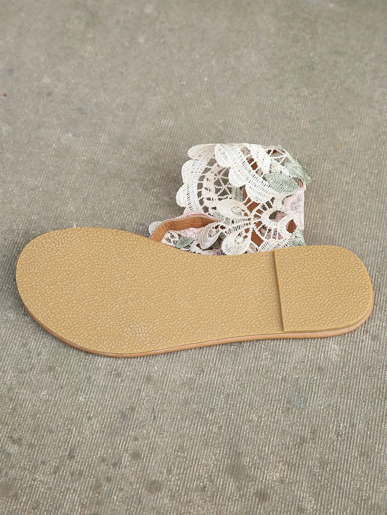 Sandals Women's Floral Pattern Hollow Out Toe Post Lace Flower Sandals Roman Style Open Toe Flat Shoes Women's Sandals