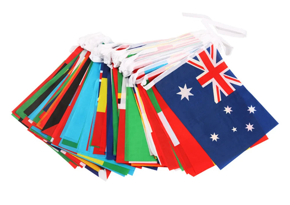 2026 14x21cm   48pcs  Country Flag NEW Football  Countries Flag Bunting National String Banner Event Garlands decoration