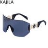 Oversized Shield Rimless Punk Sunglasses Women 2024 Luxury Brand Fashion Winged Sun Glasses For Ladies Shades Eyewear UV400