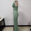 Sexy Halter Deep V Neck Sequins Maxi Dress Women Green Sleeveless Backless Sequined Slim Long Dresses Celebrity Party Gowns