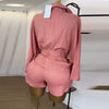 CM.YAYA Fashion Women's Set Full Sleeve Turn-down Collar T-shirt and Skirts Shorts 2025 Chic Two 2 Piece Sets Outfit Tracksuits