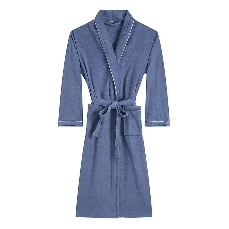 100% Cotton Couples Long Thick Absorbent Terry Bath Robe Kimono Men Light Weight Towel Bathrobe Sleepwear Women Hotel Gown Robes
