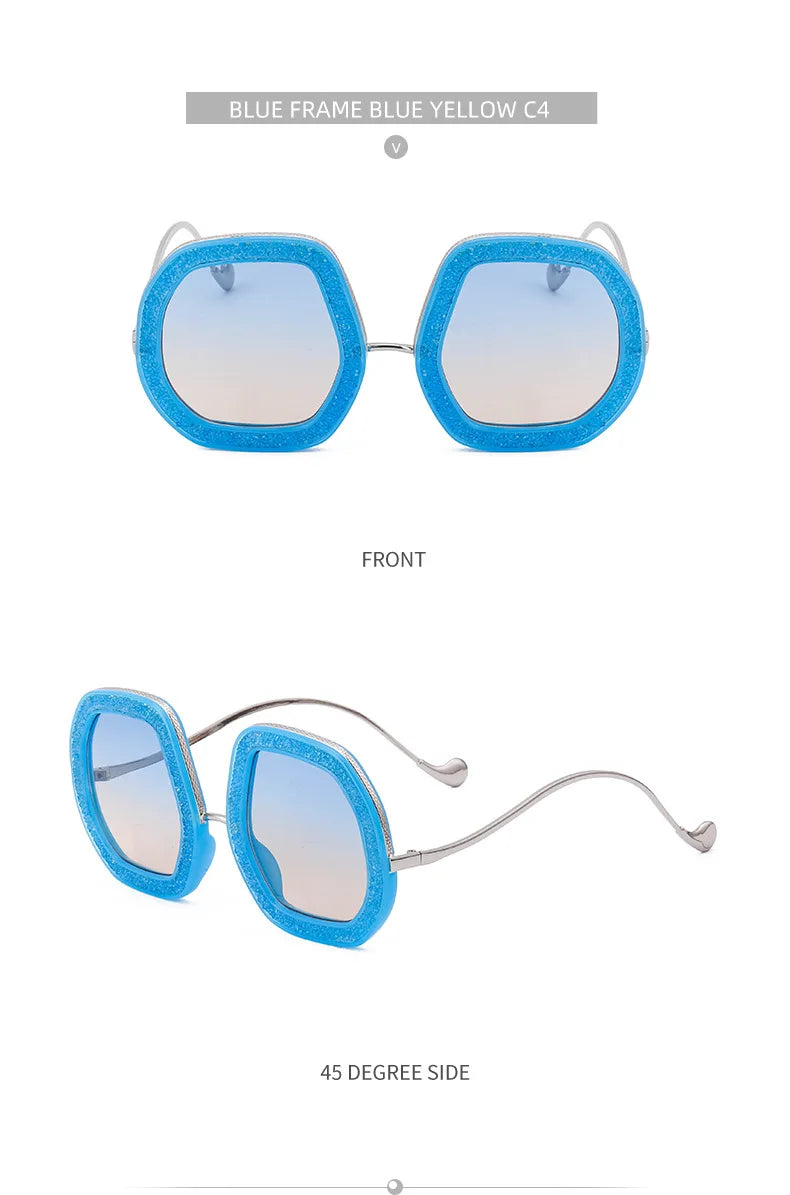 Oversized Luxury Diamond Shiny Sunglasses Women Irregular Round Crystal Sun Glasses Men UV400 Shades Eyewear Polygonal Sunglass