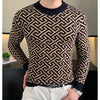 Autumn Winter Velvet Knitted Sweater Men's Long Sleeve Round Necked Sweater Slim Fit Casual Business Knitwear Tops Men Clothing
