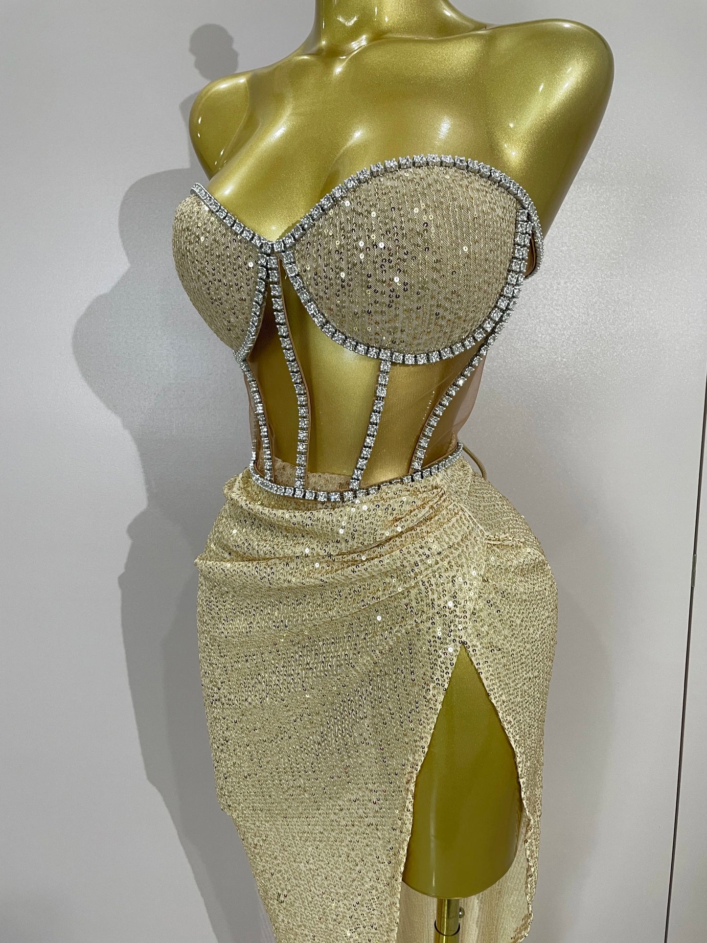 Sparkly Sequins Diamond Birthday Party Two Piece Set Evening Dress 2025 Women Sexy Singer Dancer NightClub Bar Performan Costume