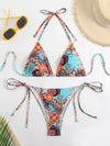 Bikini Women Swimsuit 2025 New Print Halter Bikinis Set Sexy Thong Swimwear Summer Two Piece Backless Beach Bathing Suit Female