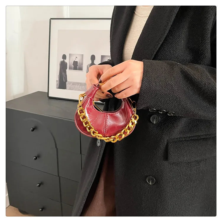 2024 Autumn Winter Mini Crossbody Bags For Women Luxury Half Moon Handbags For Ladies Purse Handle Bags Female Small Bag