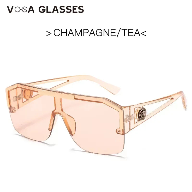 2023 Luxury Big Square Sunglasses Women Brand Designer Retro Blue Sun Glasses For Female Oversized Black Shades Oculos UV400