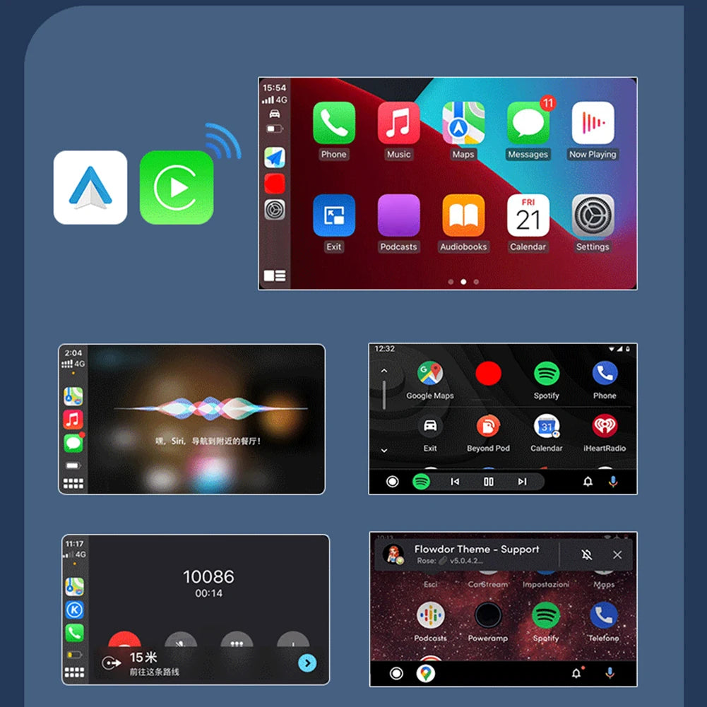 2in1 Wireless Carplay Android Auto Adapter Type-C/USB Plug and Play Car Dongle Wireless Dongle Bluetooth for OEM Wired CarPlay