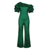 Jumpsuits Women One Piece Party Slim Fit Sexy Oblique Shoulder Wide Leg Long Pants Overalls Elegant Splice Rompers Evening
