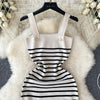 Striple 2024 Sexy Summer Knit Strap Dress Women Tank Elatic Waist Bodycon Sundress Female Beach  Backless Midi Dress