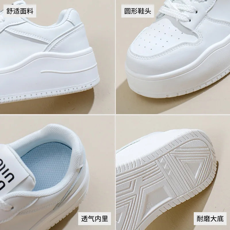 2025 New spring shoes for women green trainers platform lace up sneakers woman hip hop chunky sports shoes faux leather sneaker