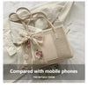 Trendy Lightweight Casual Bow Decor Straw Bag Hollow Out Knitted Flower Tote Bag Large Capacity Shoulder Bag For Teen Girl Women