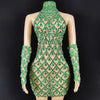 High Quality Sparkling Rainestone Sexy Bodycon Mini Dress Birthday Celebrate Evening Party Dress
