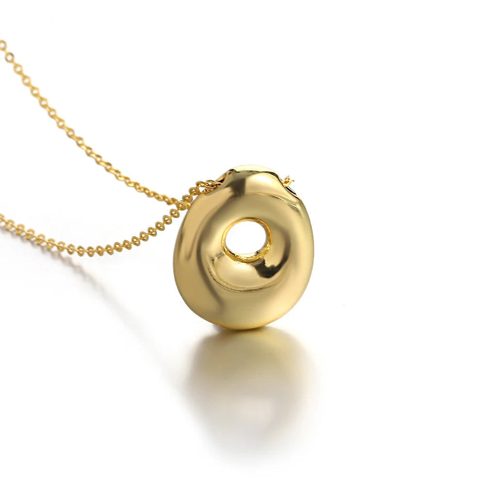 Greatera Gold Color Chunky Balloon Bubble Initial Letter Pendant Choker Necklaces for Women Custom Personalized Jewelry