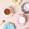 6oz Sunflower Coffee Mug Aesthetic Ceramic Cloud Cup Decorative Saucer Afternoon Tea Water Cup Office Decor Home Mug Drinkware