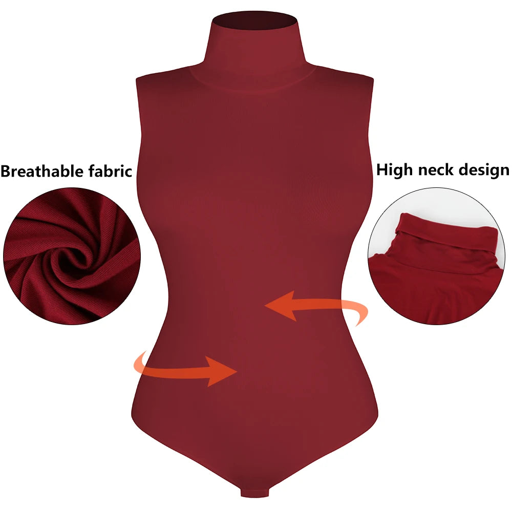 Sleeveless High Neck Bodysuit New Women's Sexy Skinny Jumpsuit Butt Lifter Smooth Body Shaper Belly Corset Female Clothing