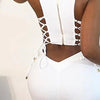 Women Sexy Cut Out Lace-Up White Dress 2023 Summer Ladies Elegant Fashion Female Zipper Design Sleeveless Midi Bodycon Dresses