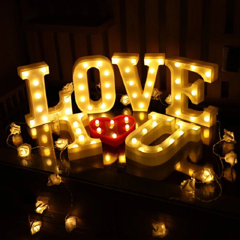Luxury Alphabet Letter LED Lights Luminous Number Lamp  Battery Night Light for Home Wedding Birthday Christmas Party Decoration
