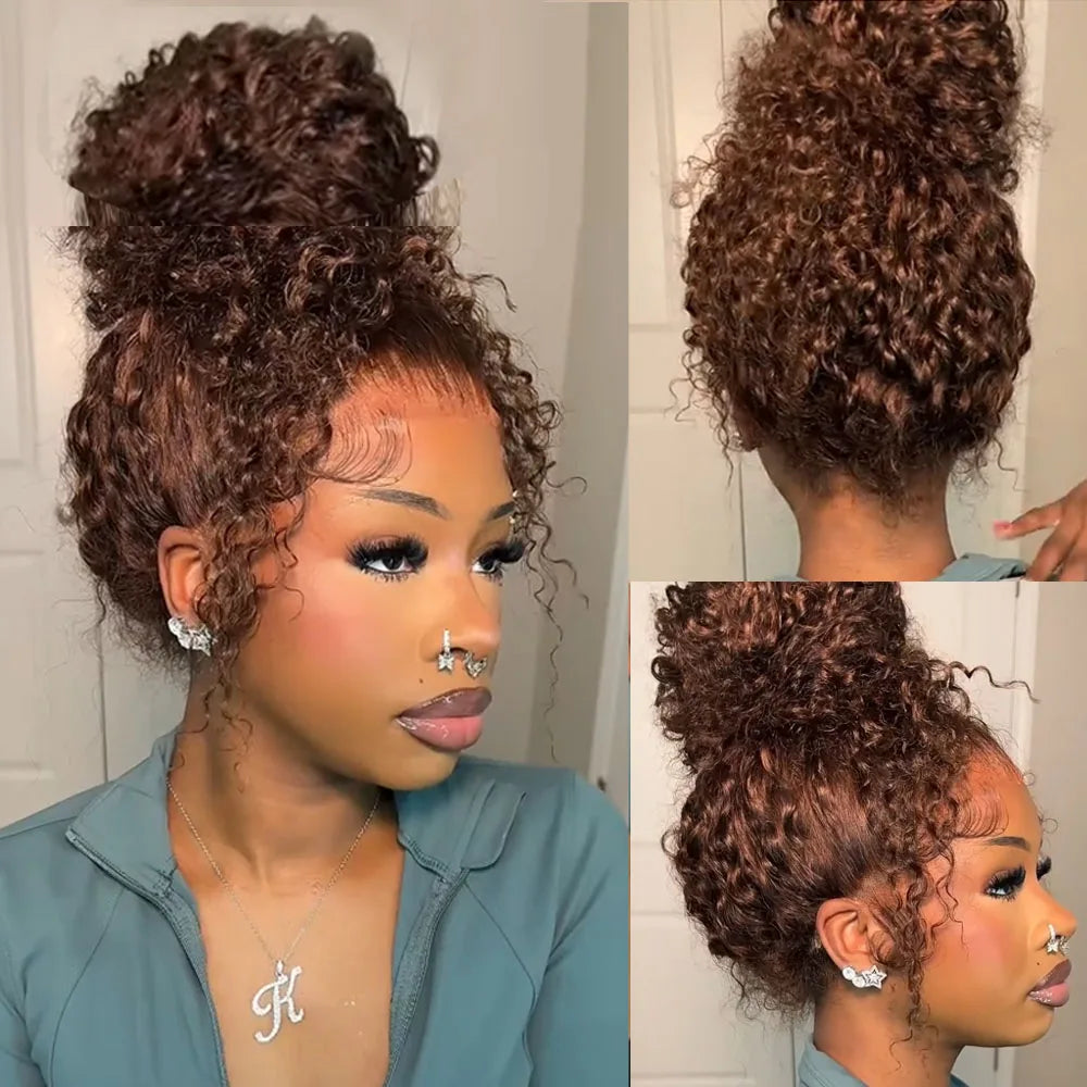 Water Wave Invisible Strap 360 Full Hd Lace Front Wig Chocolate Brown 30 Inch Deep Wave Frontal Wig Glueless Wig Human Hair