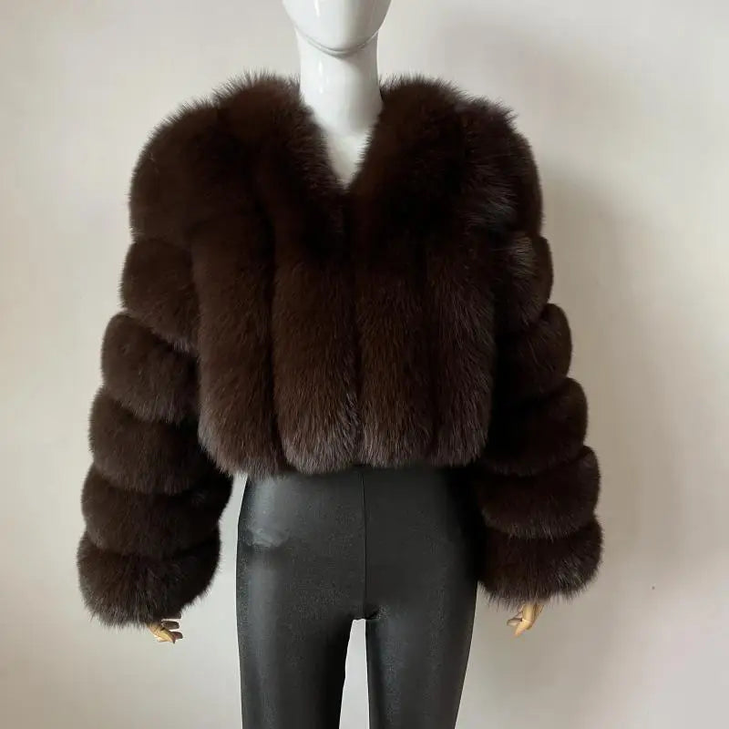 2023 Neuer kurzer Stil Echtfuchspelzmantel Winter Damen Natur Warme Mode Luxus