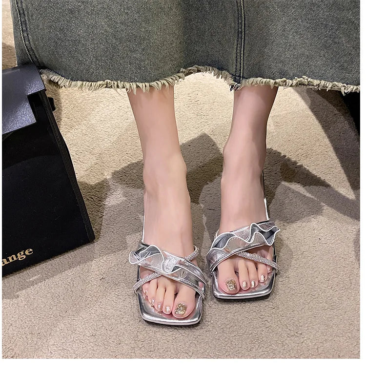 2024 Summer New Velcro Casual Roman Beach Sandals Plus Size 36-43 Thick Soled Outer Wear Sandals