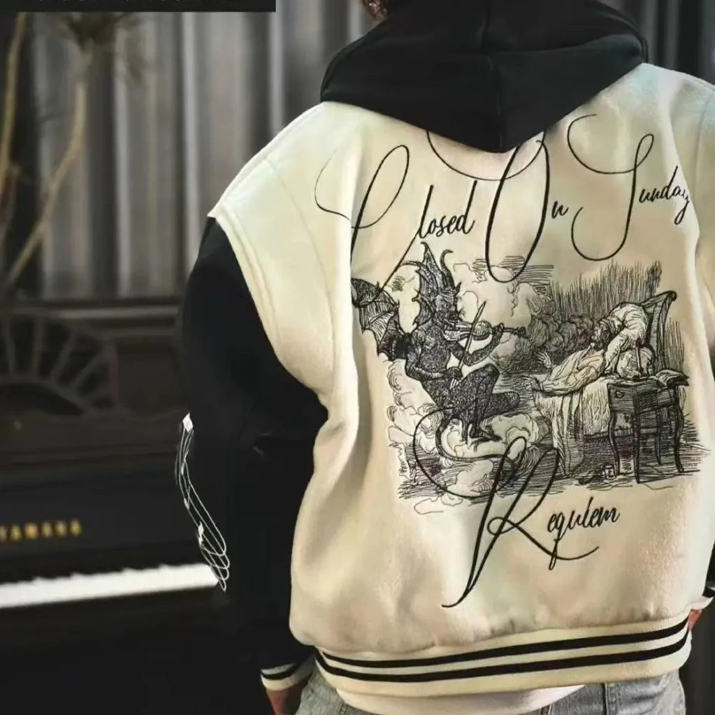 Embroidery Varsity Jacket Men PU Leather Sleeves Oversized Bomber Jackets Women Baseball Coats Streetwear Men Clothing
