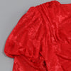 New Sexy Gloves Long Sleeves Cutout Pleated Draped Mini Dress Women Red/White Lace Floral Bodycon Dresses Party Cocktail Club