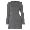 Hugcitar 2024 Spring O Neck Long Sleeve Solid Patchwork Zip Up Sexy Bodycon Mini Dress Women Fashion Outfits Birthday Party Y2K