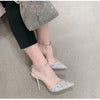 Luxury Crystal Sequined Women Pumps Elegant Thin High heels Spring Summer Fashion Chains Party Shoes Sexy Wedding Bridal Shoes