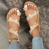 Sandals Women's Floral Pattern Hollow Out Toe Post Lace Flower Sandals Roman Style Open Toe Flat Shoes Women's Sandals