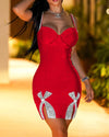 2024 Sexy Dress Women Solid Spaghetti Rhinestone Bodycon Backless Party Club Mini Dresses Ladies Split Hip Wrap Black Dress