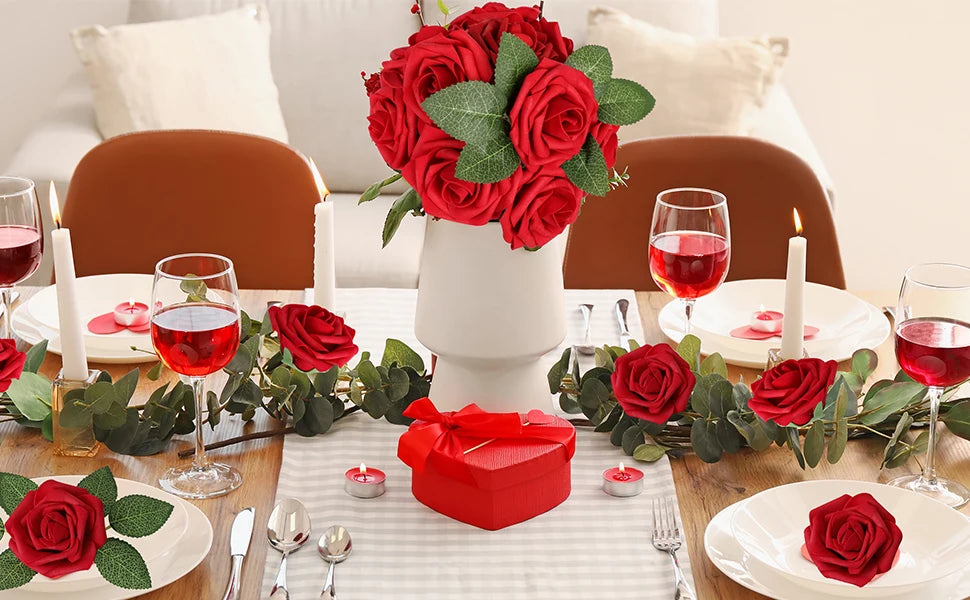 50-200PCS Artificial Roses Flowers Foam Flowers with Stems Fake Roses for DIY Wedding Bouquets Centerpieces Valentine's Day
