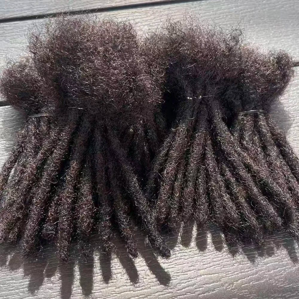 100% Human Hair Loc Extensions Full Handmade Dreadlock Extensions Wholesale 0.6cm Width Natural Black Extension For Women Men