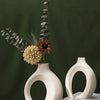 Hollow Nordic Modern Ceramic Vase Set of 2 for Modern Home Decor,Modern Boho Hollow Flower Vases for Living Room Bookshelf